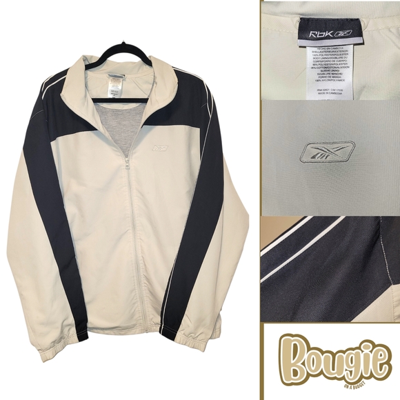 Reebok Other - Vintage Reebok Windbreaker Track Jacket Beige Black Colorblock Men’s L Y2K